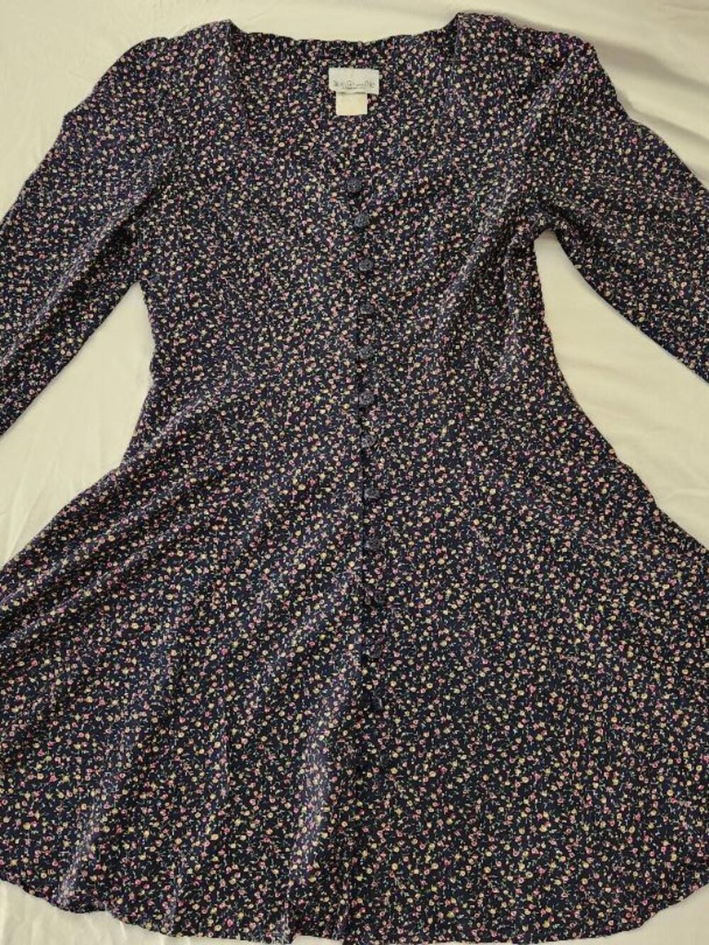 Blondie & Me Vintage 90s Floral Button-Up A-Line Mini Dress